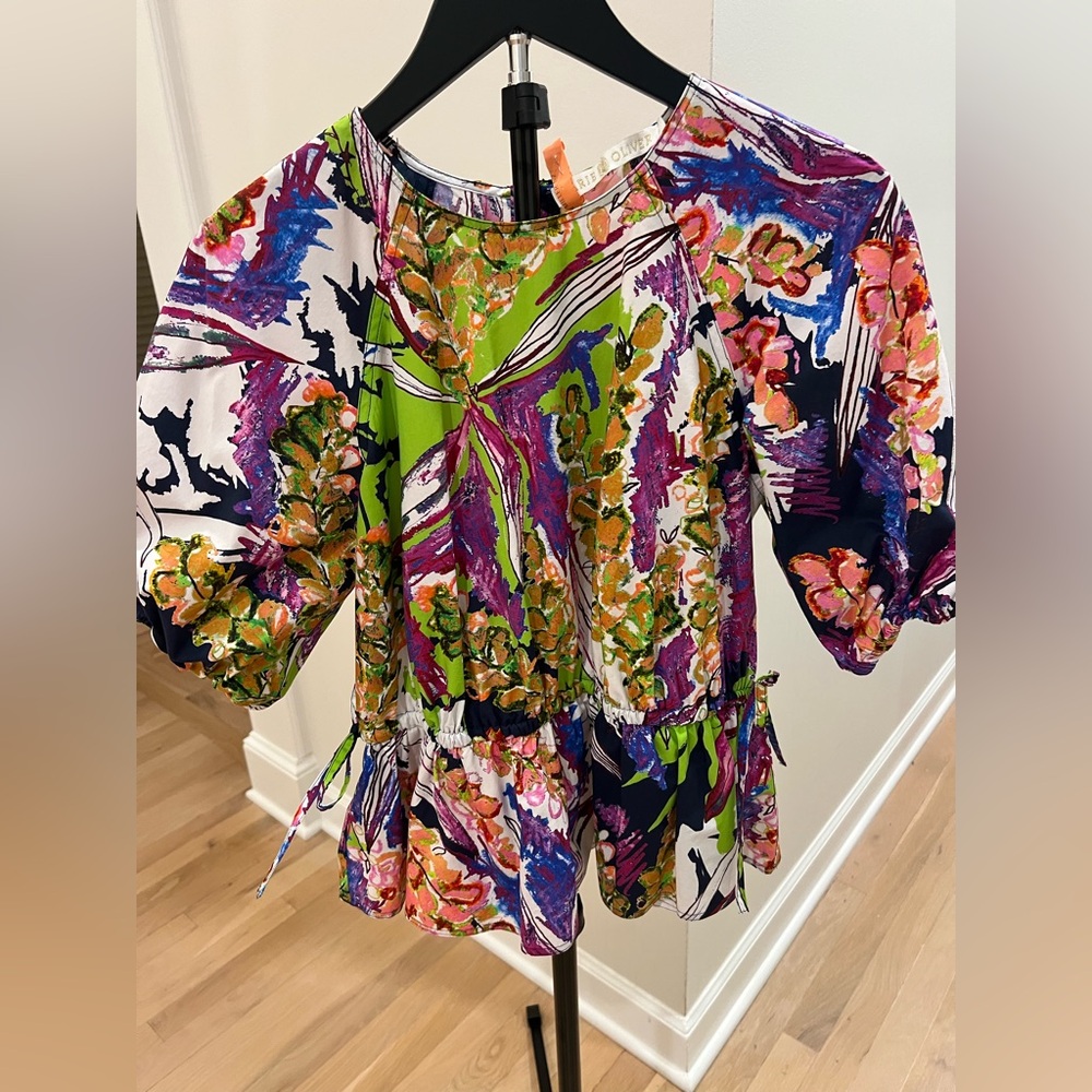 Marie Oliver Multicolor Abstract Floral Blouse (Sz M)